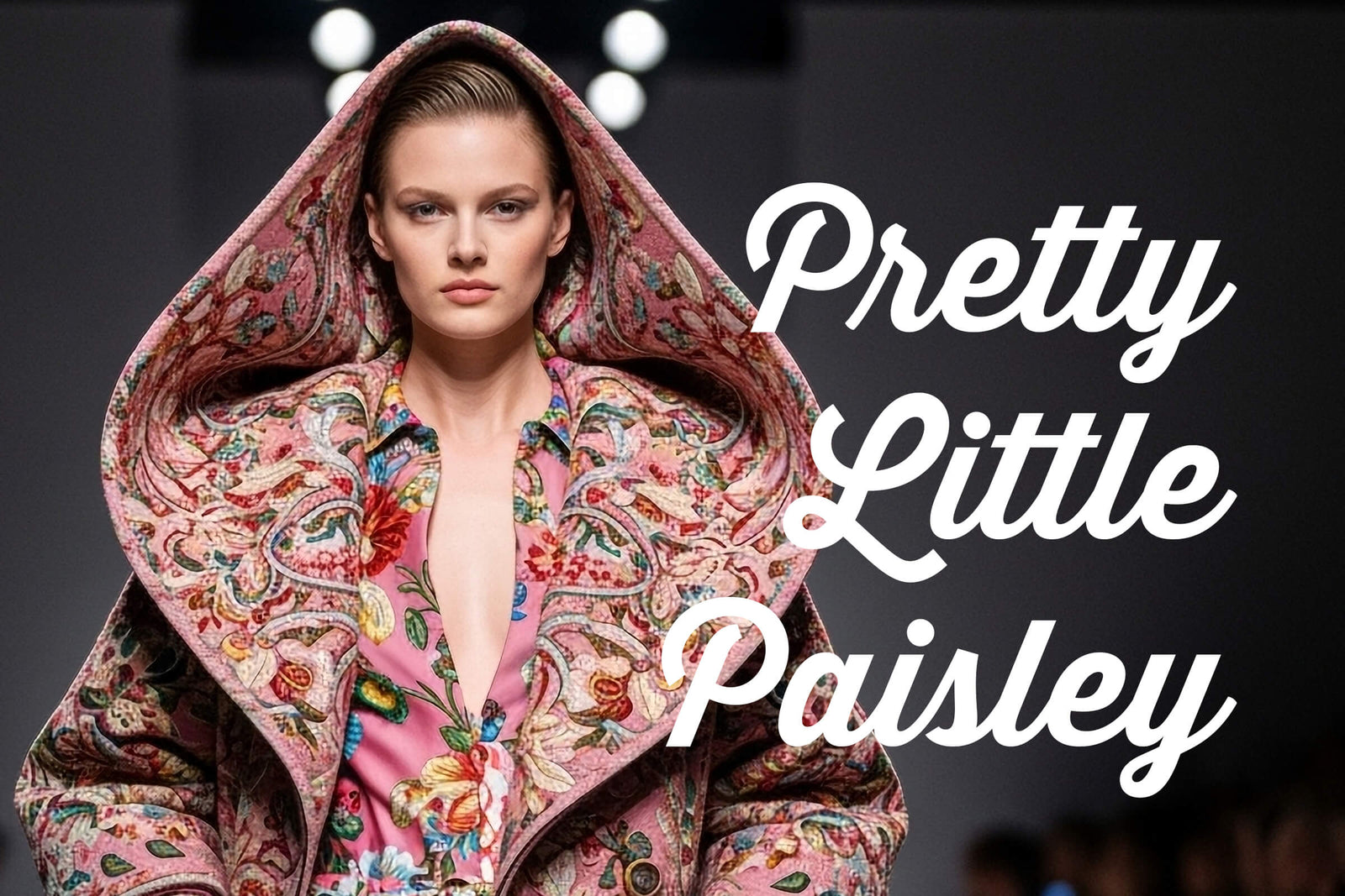 CND Fall Guide 2025 for Pretty Little Paisley Nail Art. Model wearing a colorful paisley coat with 'Pretty Little Paisley' text.
