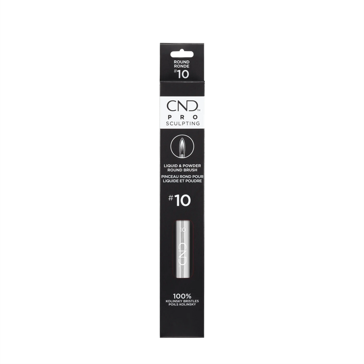 CND Pro Sculpting Liquid & Powder Round Brush #10 in packaging.