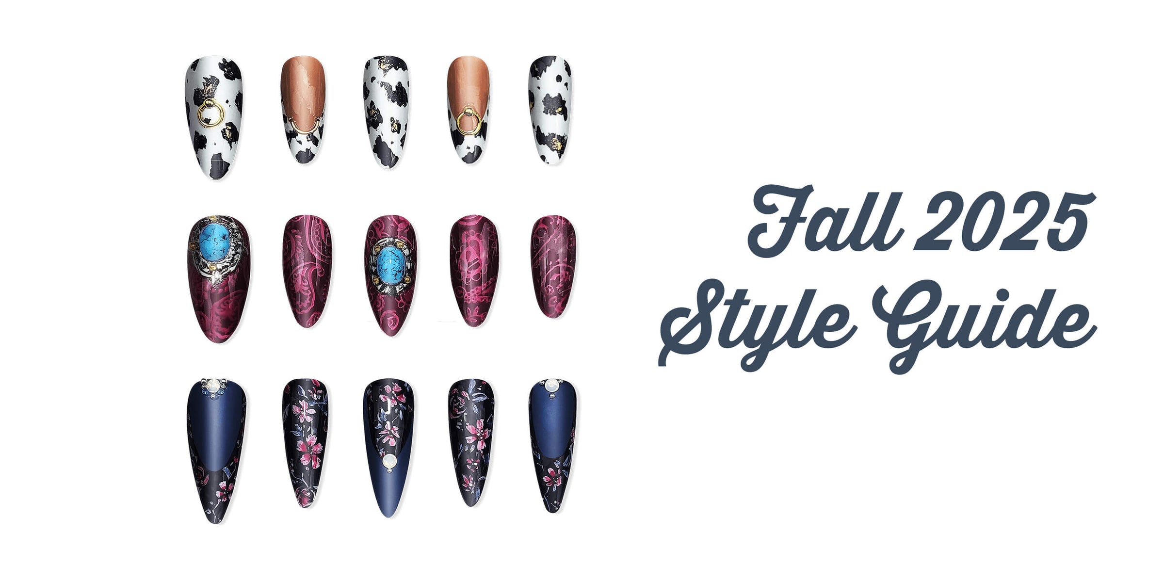 Collection of CND Fall 2025 Nail Art styles on a white background