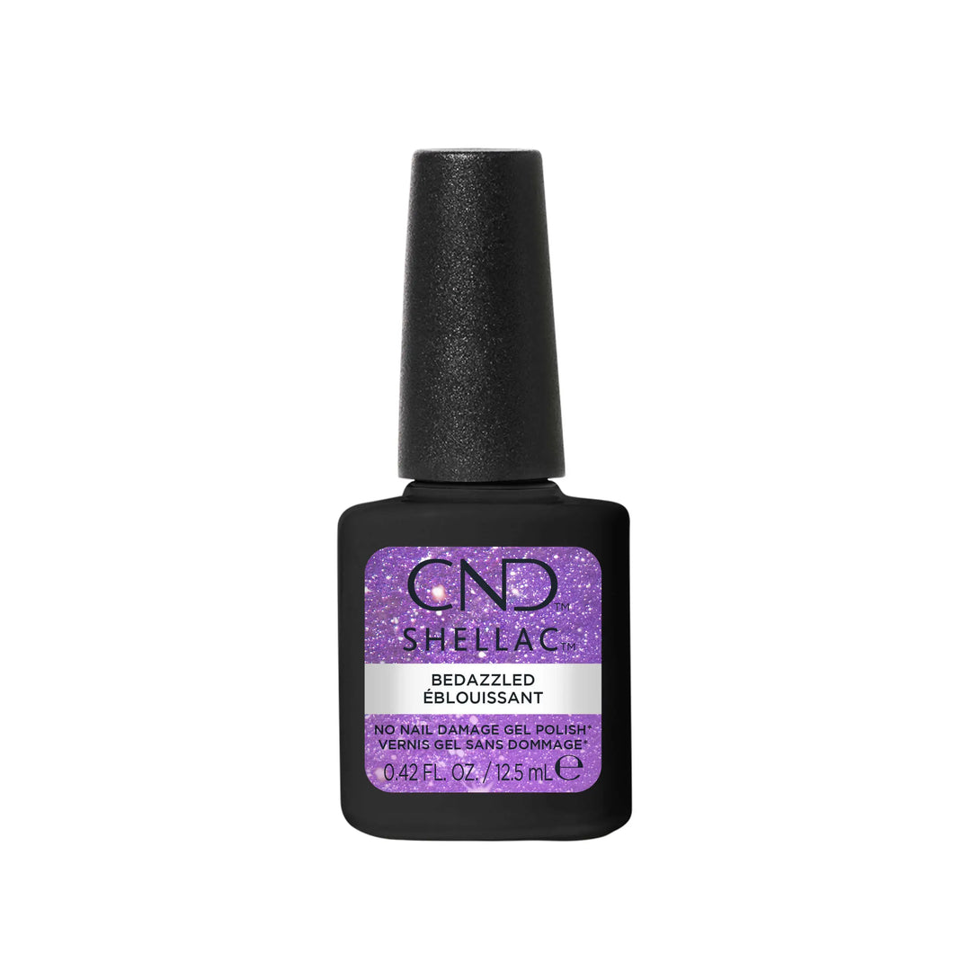 Bottle of CND SHELLAC Bedazzled in 0.5 fl oz from the Glittercore Collection.