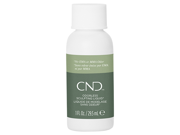 A 1 fluid ounce bottle of CND Odorless Sculpting Liquid for nail art.