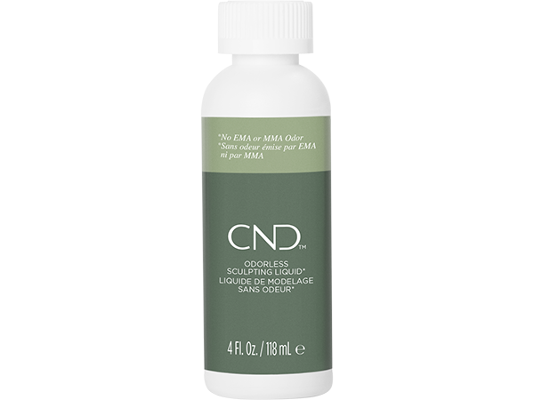 A 4 fluid ounce bottle of CND Odorless Sculpting Liquid for nail art.