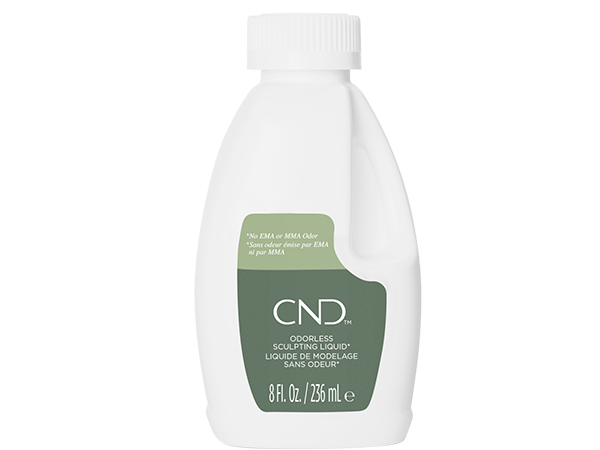A 8 fluid ounce bottle of CND Odorless Sculpting Liquid for nail art.