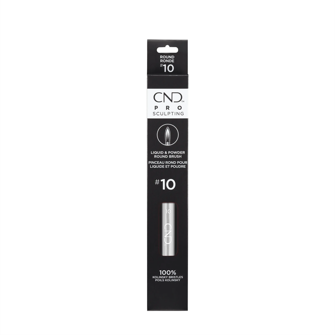 CND Pro Sculpting Liquid & Powder Round Brush #10 in packaging.